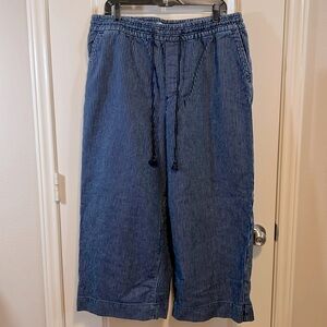 Loft wide legs stripped denim elastic waist jeans